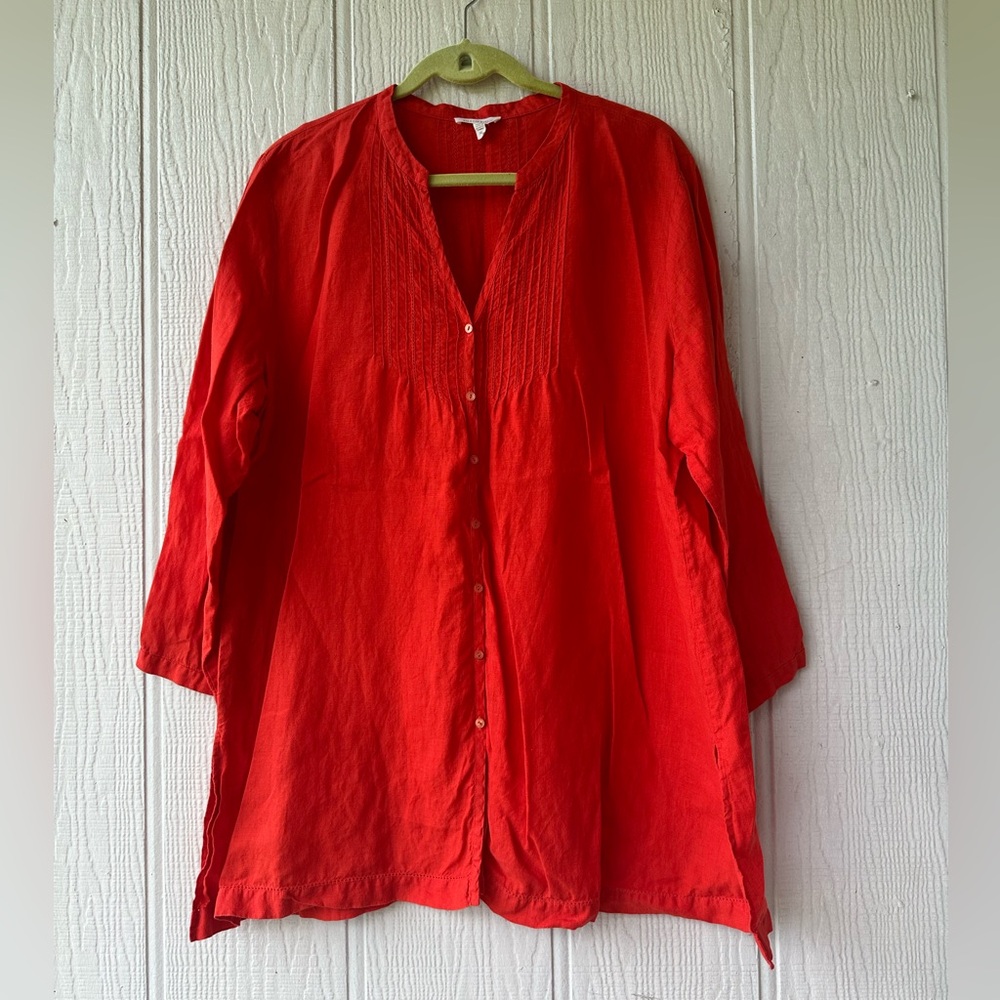 Eileen Fisher Vibrant Red Button-Down Shirt